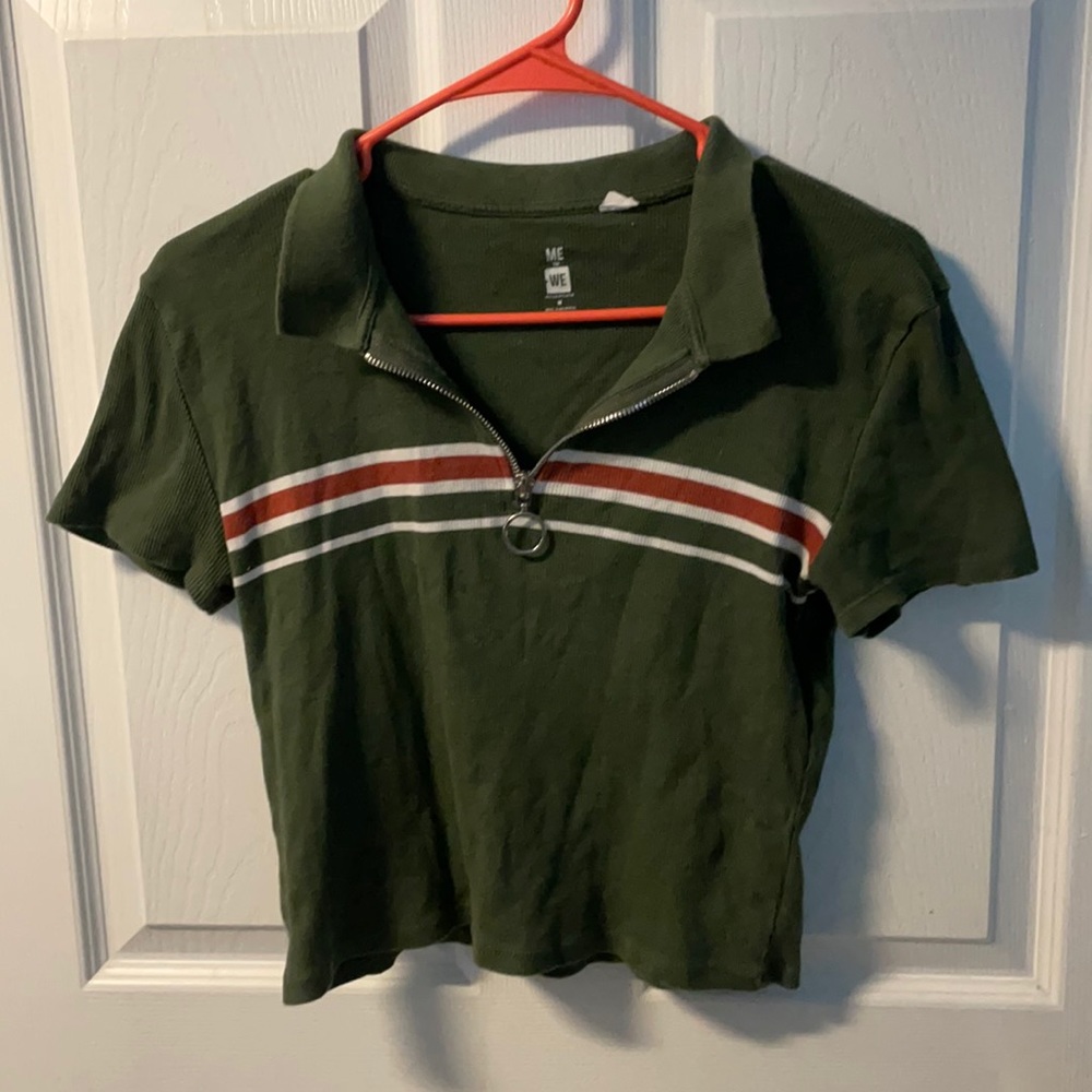 Pacsun green striped crop top